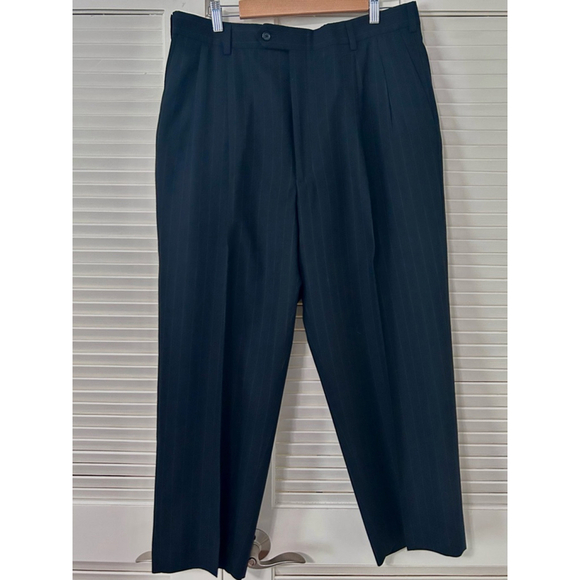 Krizia Mens Black Pinstripe 2-Piece Suit 44L Blazer Pants Italy - Picture 14 of 16